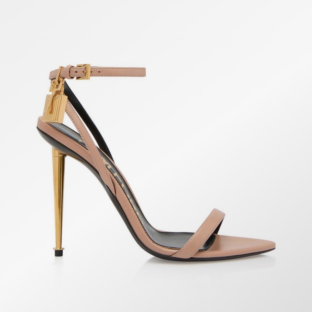 Tom Ford SHINY LEATHER PADLOCK POINTY NAKED SANDAL